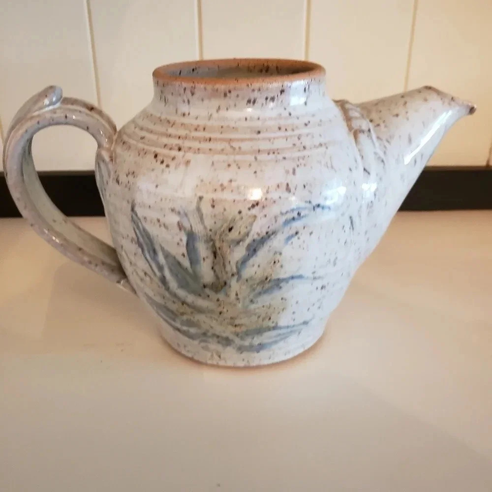 Pottery Barn Ceramic Cream/Brown Speckled Teapot/Vase.